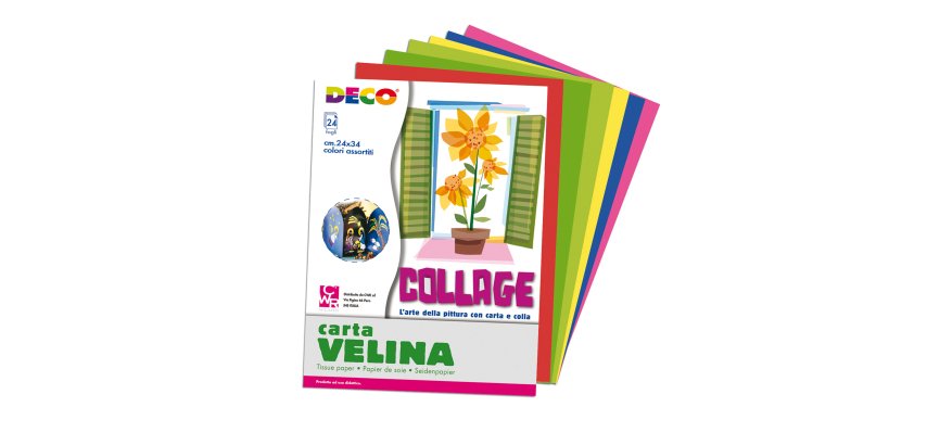 Carta velina - 24 x 34 cm - 20 gr - colori assortiti - Deco - 24 fogli