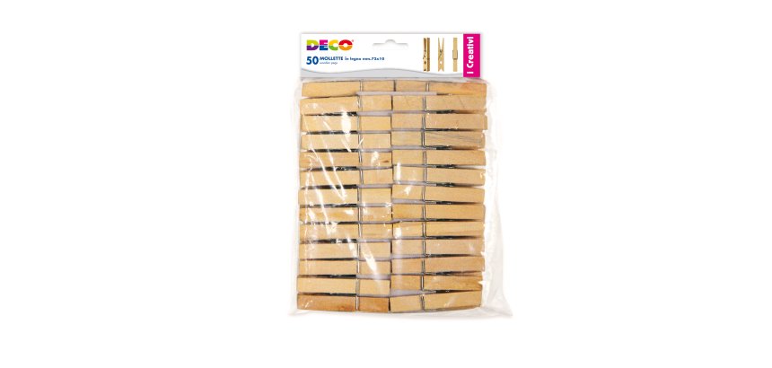 Molletta in legno - 72 x 10 mm - DECO - busta 50 pezzi