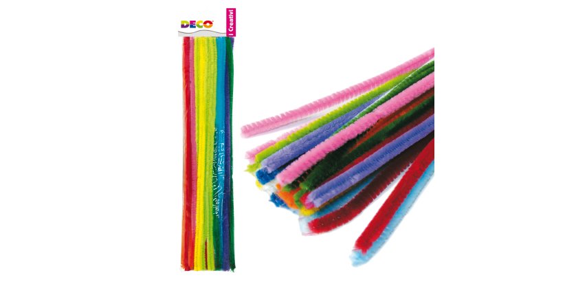 Ciniglia animata - ø 9 mm - lunghezza 30 cm - colori assortiti - Deco - busta 30 fili