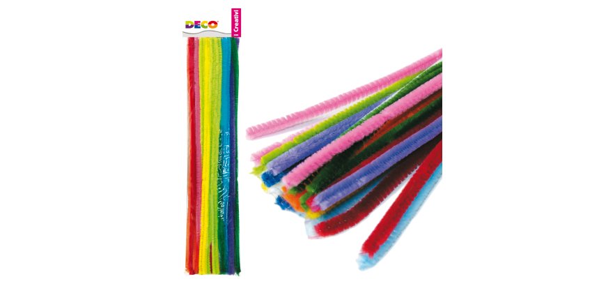 Ciniglia animata - ø 9 mm - lunghezza 30 cm - colori assortiti - Deco - busta 30 fili