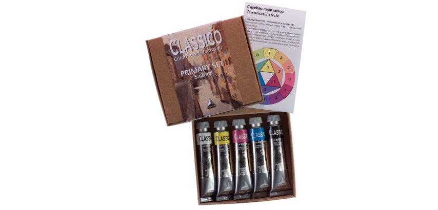 Colori a olio extrafini Primary Set - 20 ml - colori primari (nero, bianco inclusi) - Maimeri - set 5 pezzi