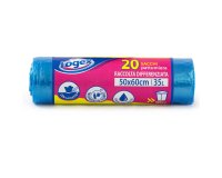 Sacchi per immondizia - 50x60 cm - 35 L - 9 micron - azzurro trasparente - Logex Professional - rotolo da 20 sacchetti