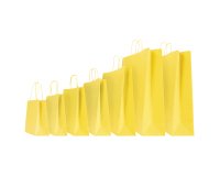 Shopper Twisted - maniglie cordino - 14 x 9 x 20 cm - carta kraft - giallo - Mainetti Bags - conf. 25 pezzi