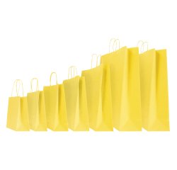 Shopper Twisted - maniglie cordino - 14 x 9 x 20 cm - carta kraft - giallo - Mainetti Bags - conf. 25 pezzi
