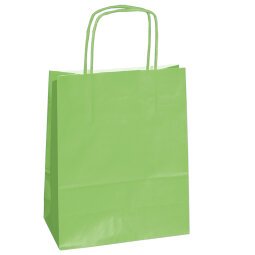 Shopper Twisted - maniglie cordino - 14 x 9 x 20 cm - carta kraft - verde mela - Mainetti Bags - conf. 25 pezzi