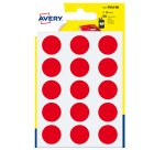 AVERY Bollini adesivi colorati in bustina Ø19mm, rosse, permanenti, scrivibili a mano, 6 fogli