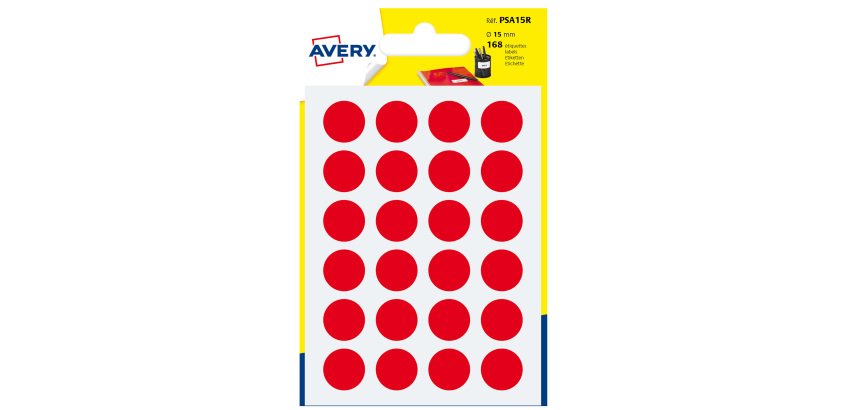 Avery PSA15R self-adhesive label Round Permanent Red 168 pc(s)