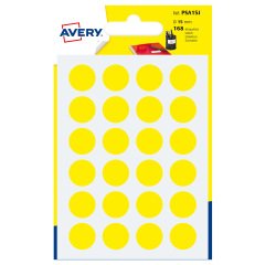 AVERY Bollini adesivi colorati in bustina Ø15mm, gialli, permanenti, scrivibili a mano, 7 fogli
