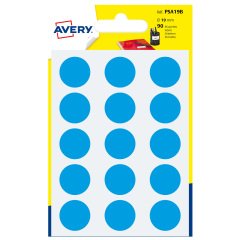 AVERY Bollini adesivi colorati in bustina Ø19mm, blu, permanenti, scrivibili a mano, 6 fogli