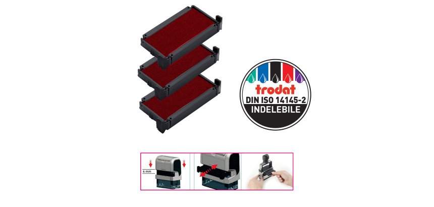 Tampone di ricambio 6/4911 - rosso - Trodat - conf. 3 pezzi