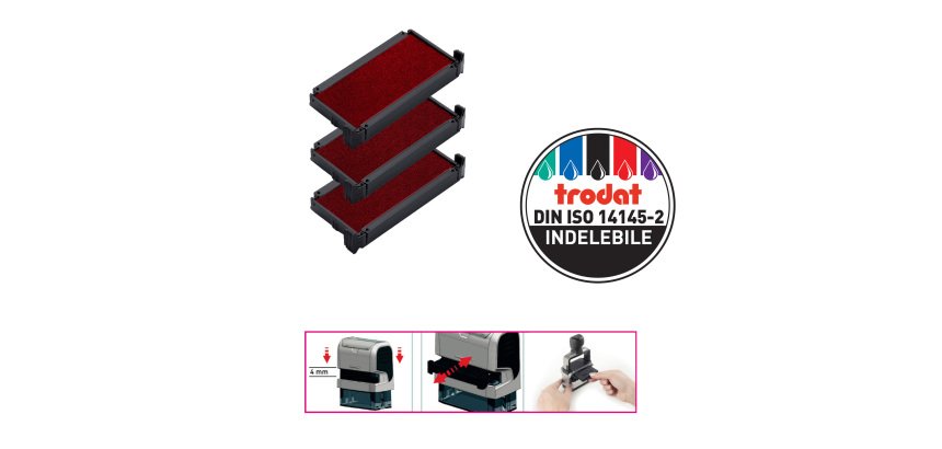 Tampone di ricambio 6/4912 - rosso - Trodat - conf. 3 pezzi