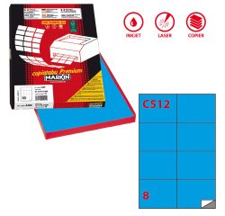 Etichette adesive C/512 - in carta - permanenti - 105 x 74,25 mm - 8 et/fg - 100 fogli - blu - Markin