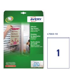 AVERY Tasche adesive in plastica per fogli formato A4, non stampabili, A4+ 221x304, 10 fogli
