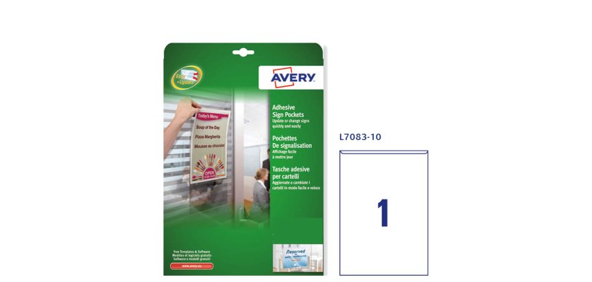 AVERY Tasche adesive in plastica per fogli formato A4, non stampabili, A4+ 221x304, 10 fogli