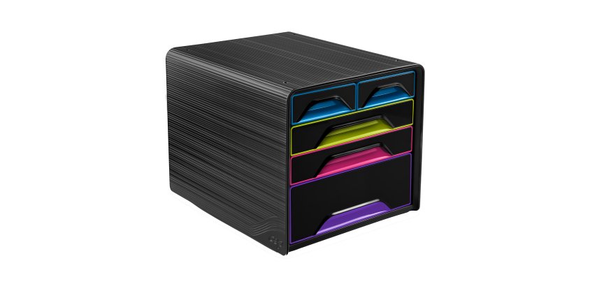 Cassettiera Smoove - 36 x 28,8 x 27 cm - 5 cassetti misti - nero/multicolore - Cep