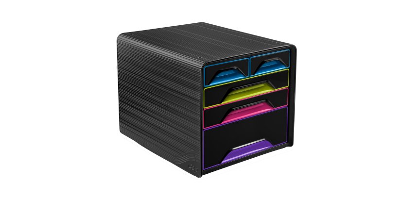 Cassettiera Smoove - 36 x 28,8 x 27 cm - 5 cassetti misti - nero/multicolore - Cep