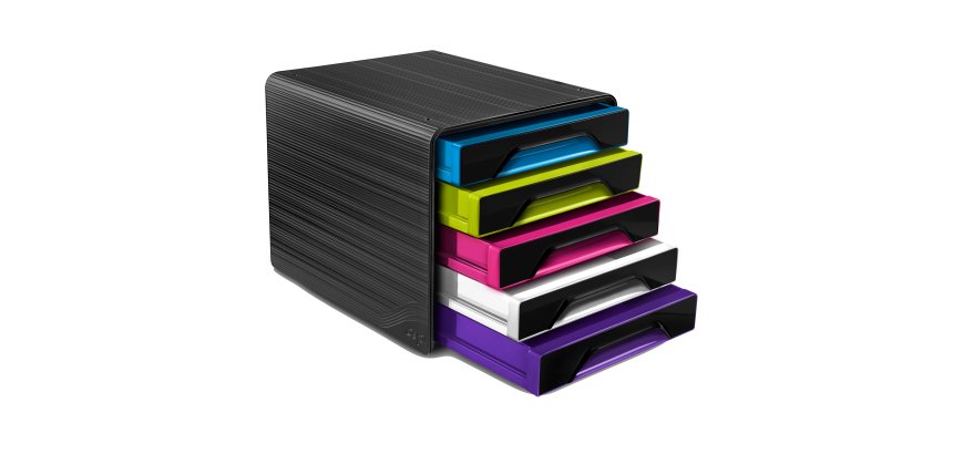 Cassettiera Smoove - 36 x 28,8 x 27 cm - 5 cassetti standard - nero/multicolore - Cep