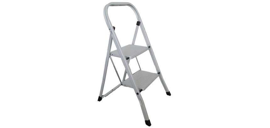 Scaletta Dalì - 2 gradini - acciaio verniciato - grigio chiaro - Marchetti