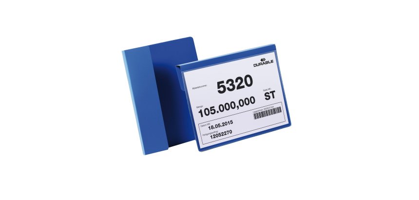 Buste identificative - con aletta pieghevole - A5 orizzontale - blu - Durable - conf. 50 pezzi