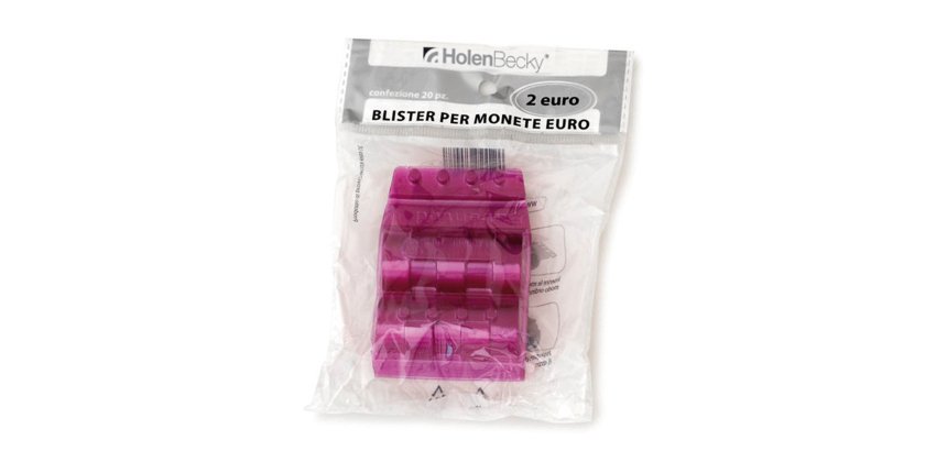 Portamonete - PVC - 2 euro - viola - HolenBecky - blister 20 pezzi