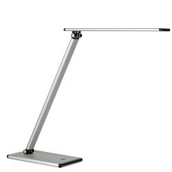 En_lampara de escritorio unilux terra led tactil doble articulacion gris metalizado 38x30x18 cm