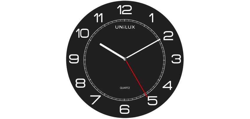 Orologio da parete Mega - diametro 57,5 cm - nero - Unilux
