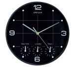 Orologio da parete On Time - 4 fusi orari - diametro 30 cm - nero - Unilux
