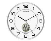 Orologio da parete Tempus - con termometro - diametro 30 cm - bianco - Unilux