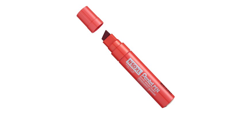 Marcatore permanente N50XL - punta scalpello - rosso - Pentel