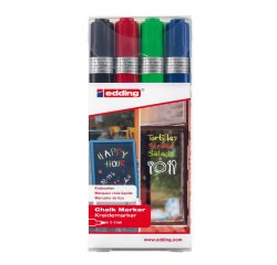 Marcatore a gesso liquido 4095 - punta tonda - da 2 a 3mm - colori assortiti - Edding - astuccio 4 pezzi