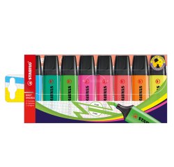 Evidenziatore Boss Original - punta a scalpello - tratto 2 - 5 mm - colori assortiti - Stabilo - busta 8 pezzi