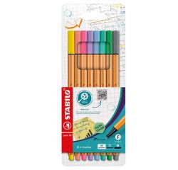 Fineliner Point 88 - tratto 0,4 mm - colori assortiti pastel - Stabilo - conf. 8 pezzi