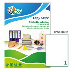 Etichette adesive LP4W - in carta - permanenti - 210 x 297 mm - 1 et/fg - 100 fogli - bianco - Tico