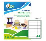 Etichette adesive LP4W - in carta - angoli arrotondati - permanenti - 47,5 x 25,5 mm - 44 et/fg - 100 fogli - bianco - Tico