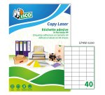 TICO Etichette adesive in carta bianca 52x30mm, 40 etichette per foglio A4, adesivo permanente, laser/inkjet, 100 fogli