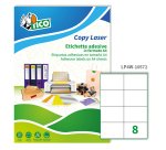 TICO Etichette adesive in carta bianca 105x72mm, 8 etichette per foglio A4, adesivo permanente, laser/inkjet, 100 fogli