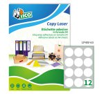TICO Etichette adesive in carta bianca d. 60mm, 12 etichette per foglio A4, adesivo permanente, laser/inkjet, 100 fogli