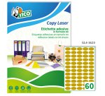 TICO Etichette adesive in carta oro 36x20mm, ovali, 60 etichette per foglio, adesivo permanente, laser / offset / serigrafica / tipografica, 100 fogli