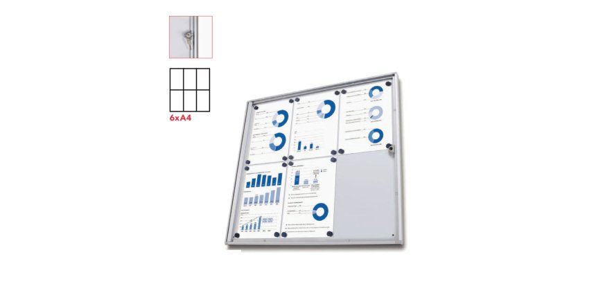 Bacheca per interni Economy - magnetica - 6 fogli A4 - anta battente ...