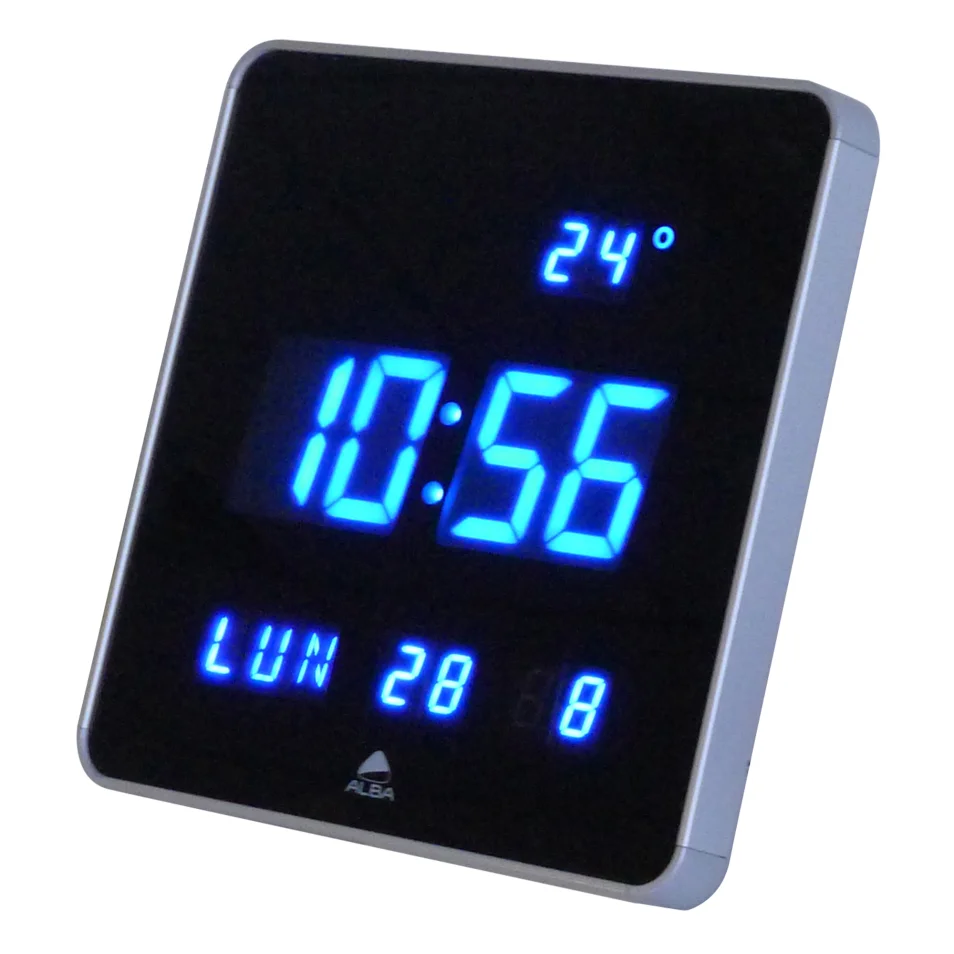 Orologio digitale da parete Horledsq - a led - 28 x 28 x 3,4 cm - nero -  Alba su