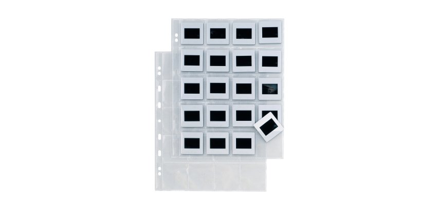 Buste forate Atla F Dia 20 - 22 x 30 cm - PP - porta diapositive 20 spazi 5,5 x 5,5 cm - liscio - Sei Rota - conf. 10 pezzi