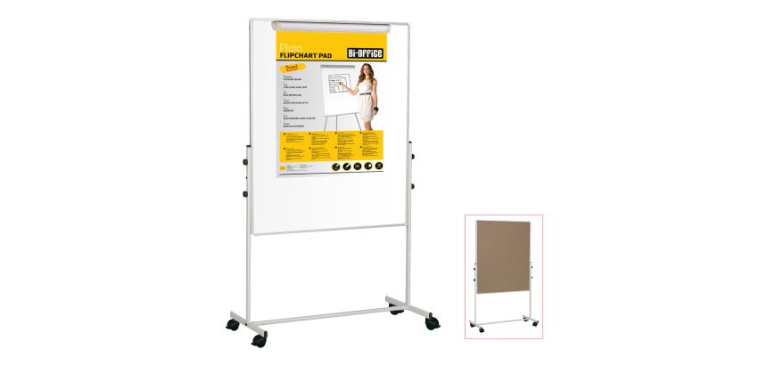 Lavagna Duo a doppia superficie (bianca/sughero) - 100 x 100 cm - Bi-Office