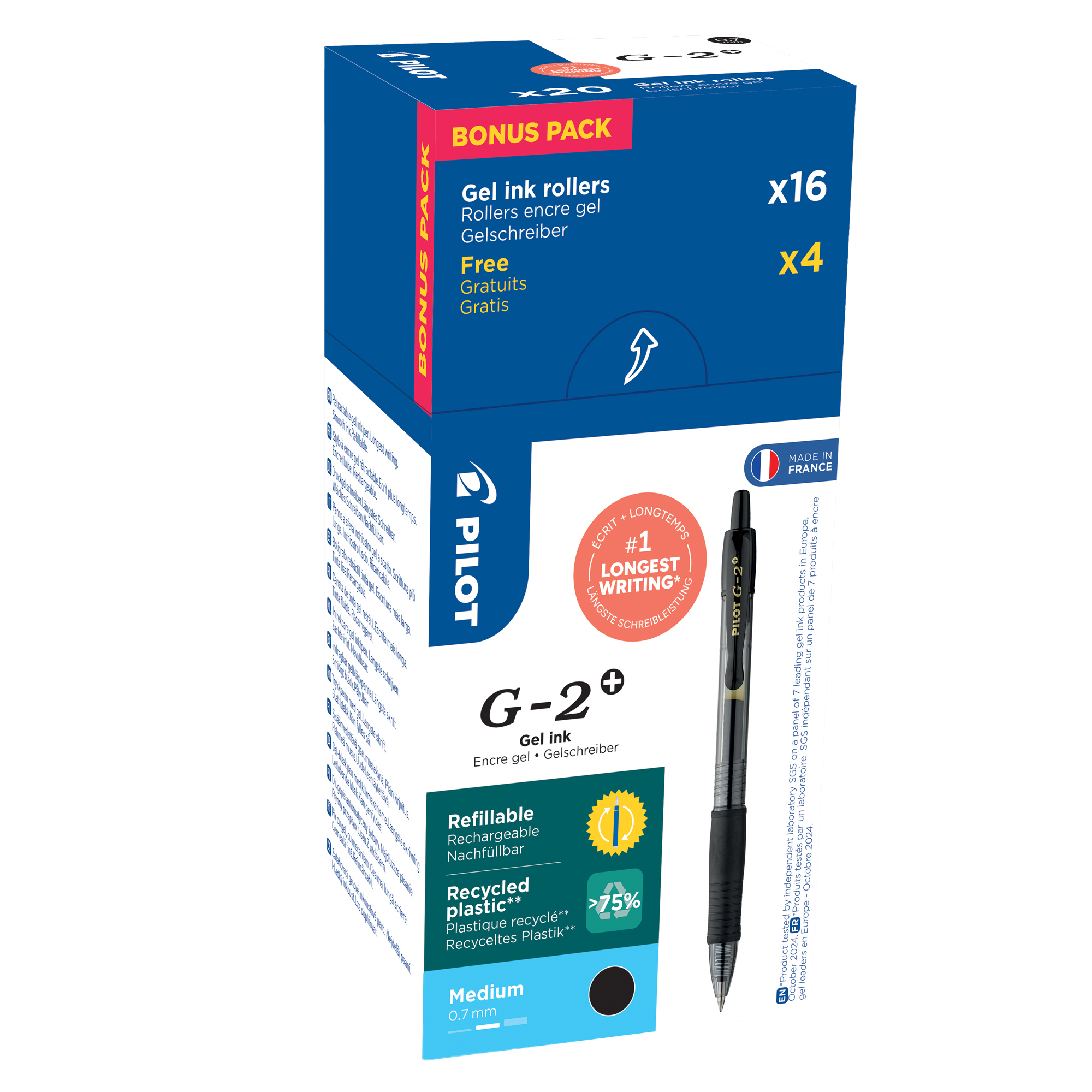 Pilot VBall RT Rollerball Pen – 0,7 Mm (Strich 0,4 Mm), Schwarz, Einziehbar, 12er Pack