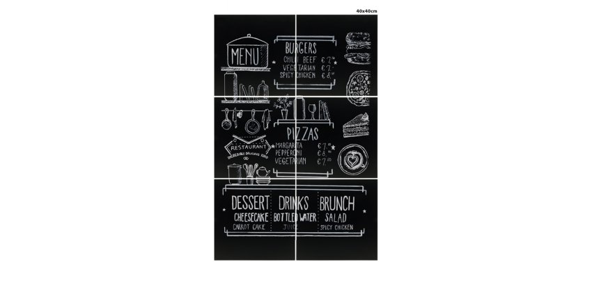 Lavagna da parete XXL - 40 x 40 cm - nero - Securit - set 6 pezzi affiancabili