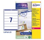 AVERY Etichette in carta bianca coprente per raccoglitori 192x38mm, 7 etichette per foglio, adesivo permanente, laser, 25 fogli
