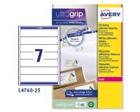 AVERY Etichette in carta bianca coprente per raccoglitori 192x38mm, 7 etichette per foglio, adesivo permanente, laser, 25 fogli