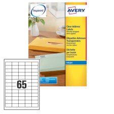 AVERY Etichette in carta bianca 38,1x21,2mm, 65 etichette per foglio, adesivo permanente, inkjet, 25 fogli