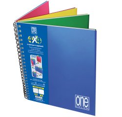 Blocco One Color 4 x 4 - A4+ - forato - 5 mm / 1 rigo - 120 fogli - 80 gr - spiralato - Blasetti