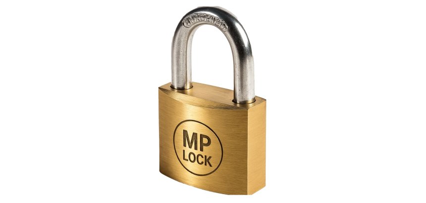 Lucchetto ad arco - ottone massiccio - 7,7 x 5 x 1,6 cm - oro - Metalplus