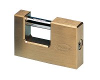 Lucchetto corazzato per saracinesca - ottone massiccio - 7,7x5x1,6cm - oro - Metalplus